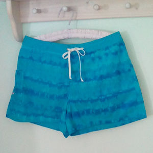 Tie-Dye Look Stripe Turquoise Shorts